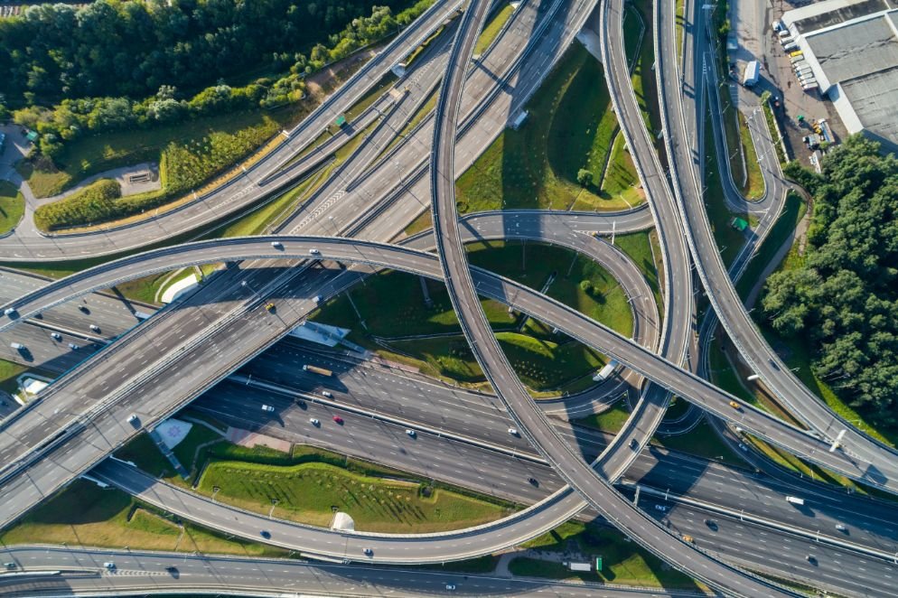 vista aerea de entramado de carreteras